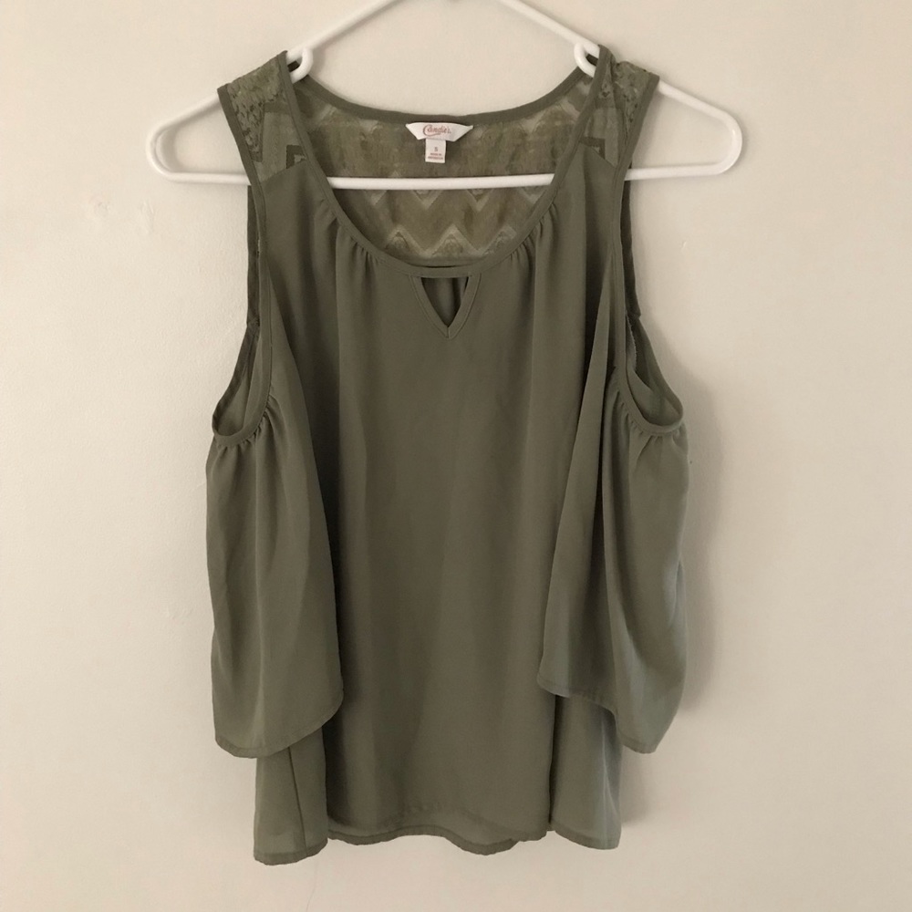 Candie’s Laced Cold Shoulder Top
